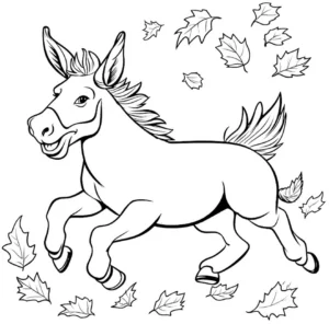 ausmalbild-esel-herbstblaetter-malen