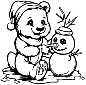 baer-mit-schneemann-in-winterlandschaft