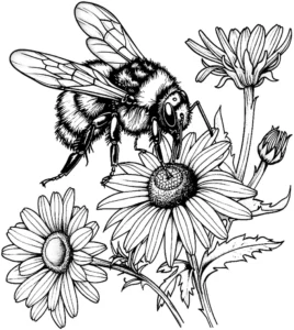 biene-auf-blume-ausmalbild