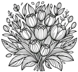 blumen-ausmalvorlage-tulpen-bouquet