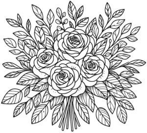 blumenstrauss-ausmalvorlage-rosen-blatt
