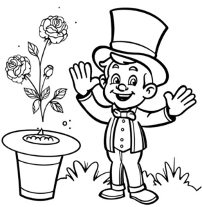 clown-mit-zauberhut-und-blume