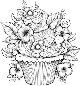 cupcake-mit-blumen-ausmalvorlage