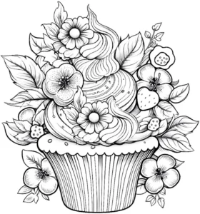 cupcake-mit-blumen-und-blaettern