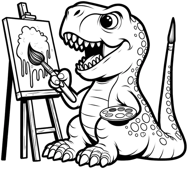 dinosaurier-der-malt-kreativ-ausmalvorlage