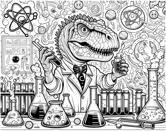 dinosaurier-im-labor-ausmalvorlage