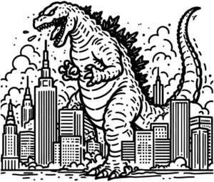 dinosaurier-zwischen-wolkenkraetzern-malvorlage