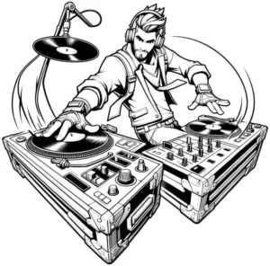 dj-turntables-und-plattenspieler-malvorlage