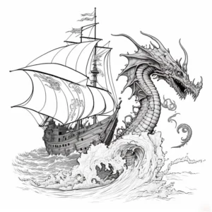 drachen-und-schiff-abenteuer-malvorlage