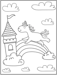 einhorn-auf-regenbogen-mit-schloss-und-wolken