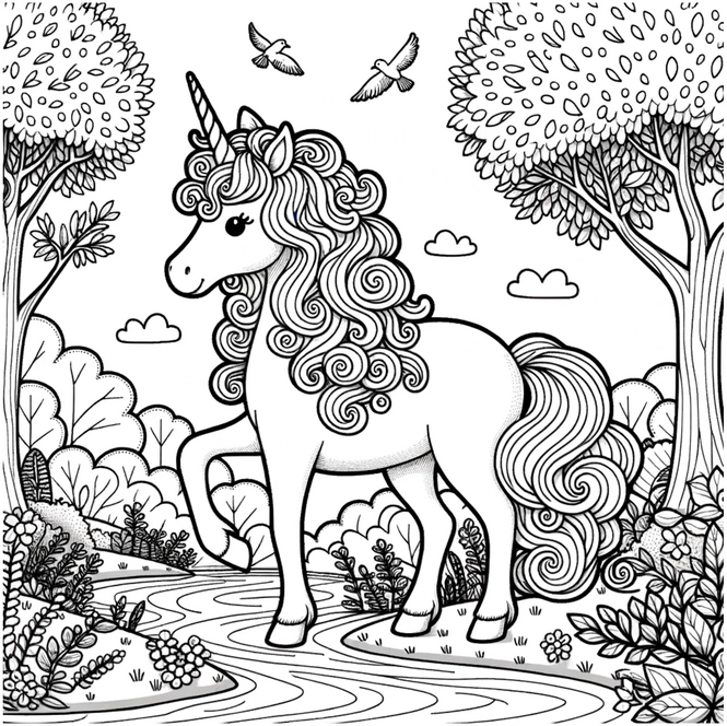 einhorn-im-zauberwald-zum-ausmalen