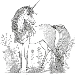 einhorn-mit-blumen-und-pflanzen-malen