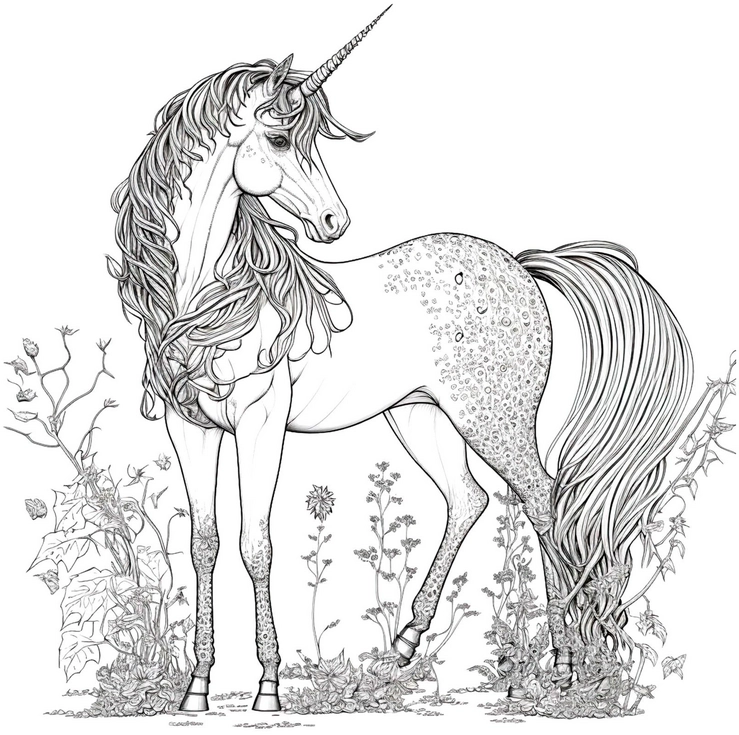 einhorn-mit-blumen-und-pflanzen-malen