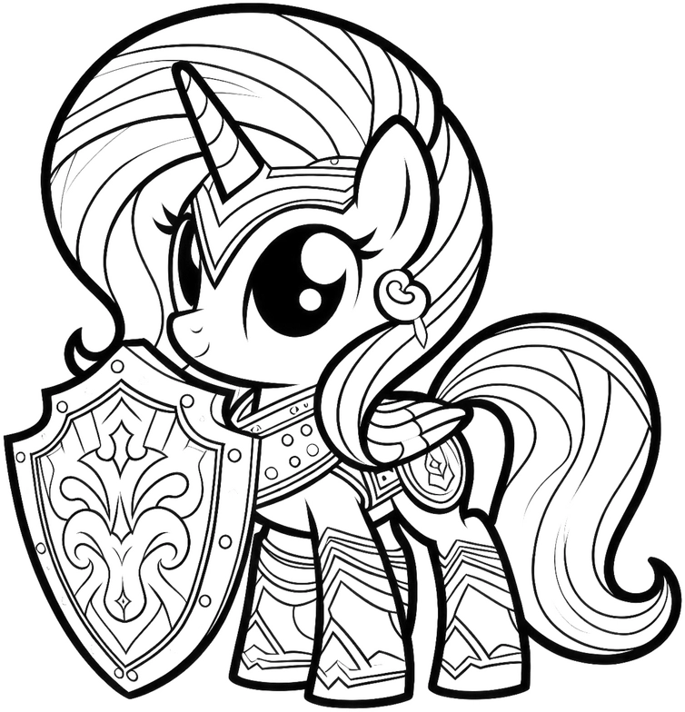 einhorn-pony-in-ruestung-mit-schild