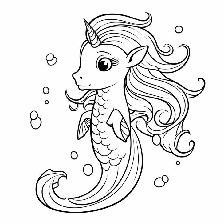 einhorn-seepferdchen-ausmalvorlage