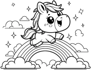 einhorn-ueber-regenbogen-ausmalbild