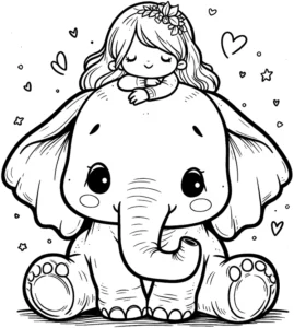 elefant-und-maedchen-ausmalbild-kreativ