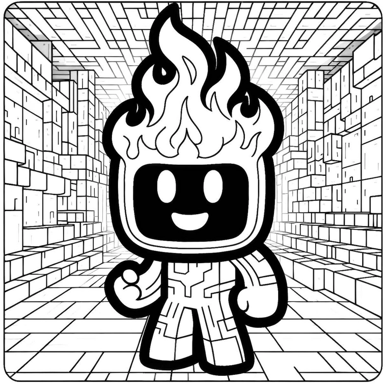 figur-mit-flammen-und-geometrischem-hintergrund