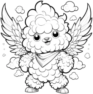 flauschiges-wesen-mit-fluegel-und-schal