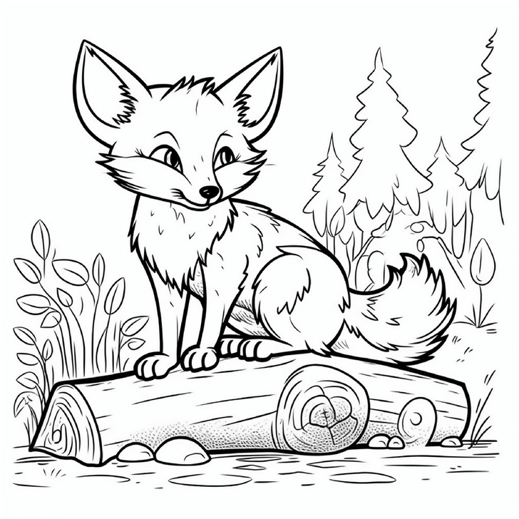 fuchs-auf-baumstamm-im-wald