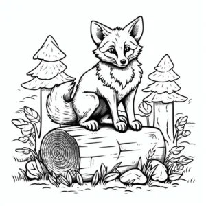 fuchs-auf-einem-baumstamm-malen-vorlage