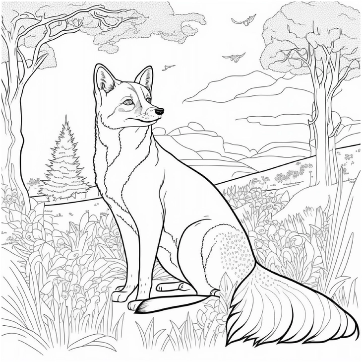 fuchs-in-der-natur-ausmalvorlage