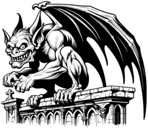 gargoyle-auf-mauer-malvorlage