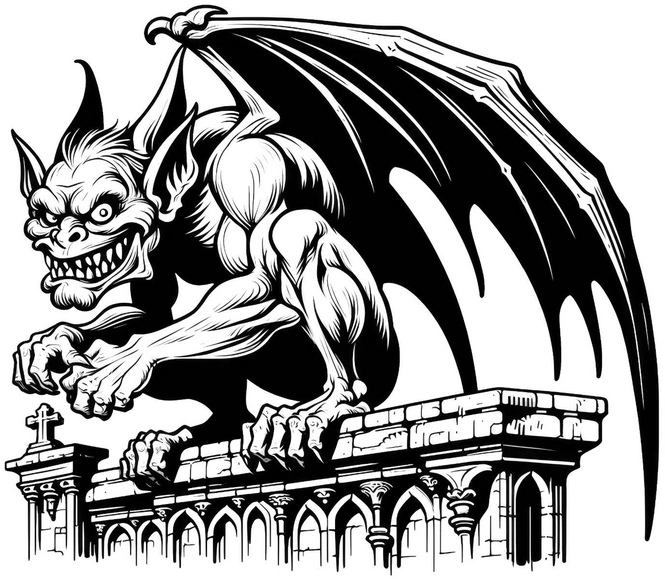 gargoyle-auf-mauer-malvorlage