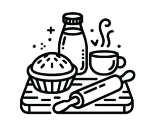 gebäck-milch-kaffee-ausmalvorlage
