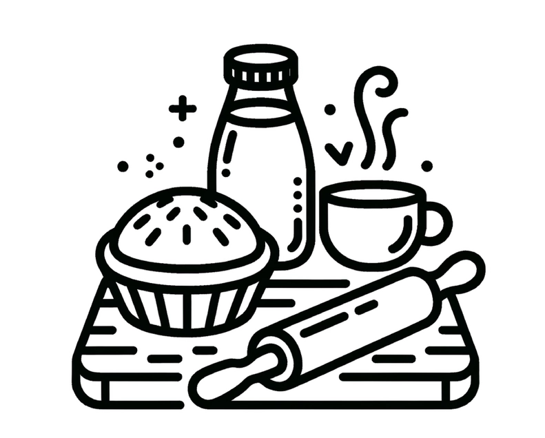 gebäck-milch-kaffee-ausmalvorlage