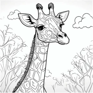 giraffe-in-der-natur-ausmalvorlage