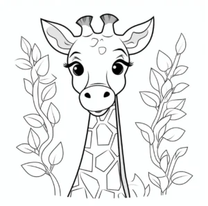 giraffe-mit-blaettern-ausmalvorlage