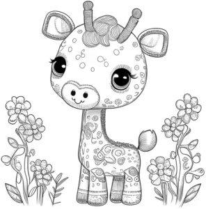 giraffe-mit-blumen-ausmalvorlage