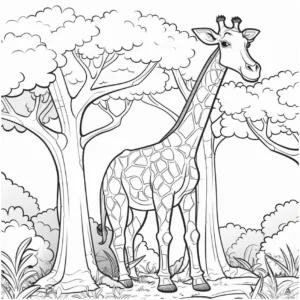 giraffe-zwischen-baeumen-ausmalvorlage