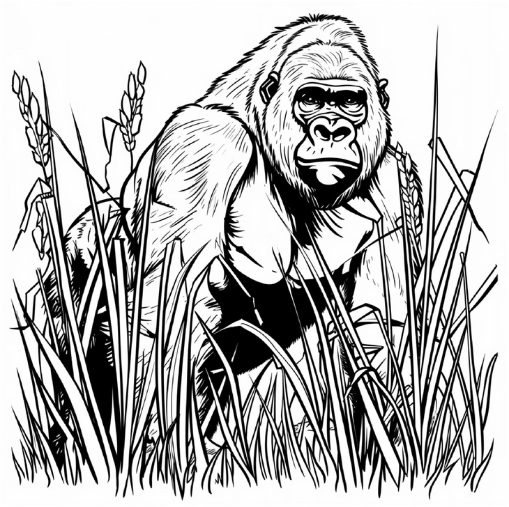 gorilla-im-hohen-gras-ausmalvorlage