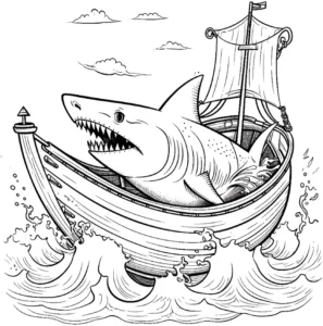 hai-auf-boot-ausmalvorlage
