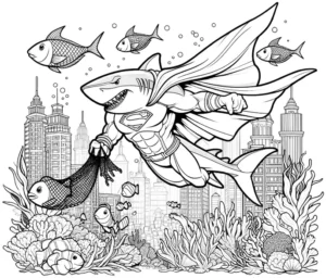 haifisch-superheld-unterwasserwelt