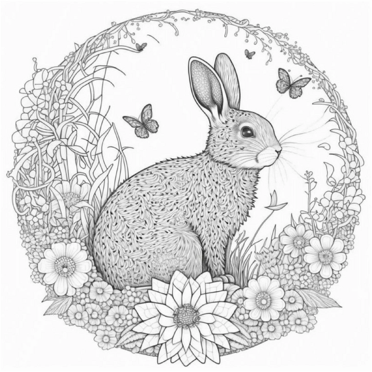 hase-im-blumenkranz-ausmalvorlage