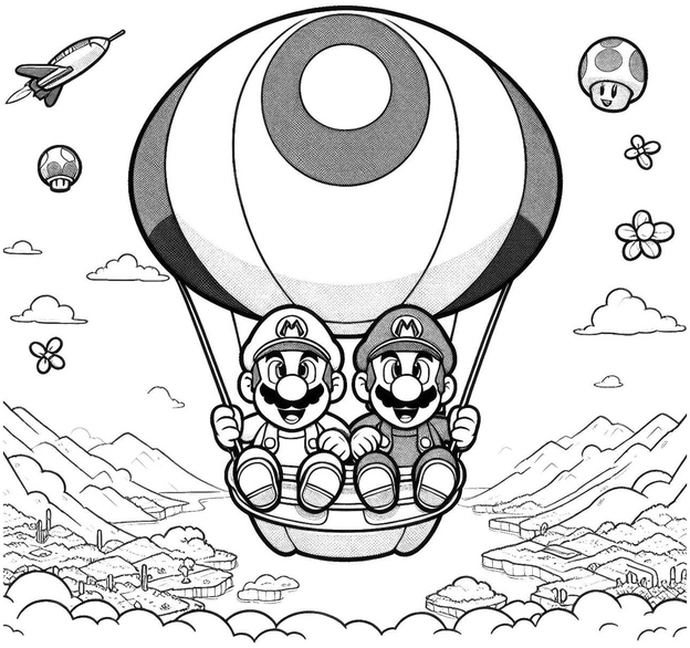 heissluftballon-mit-comic-figuren-ausmalvorlage