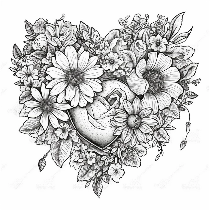 herz-blumen-malvorlage-kreativ-ausmalen