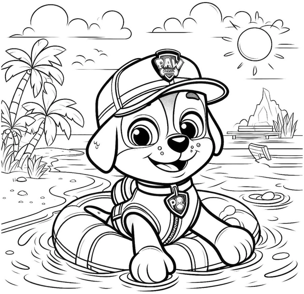 hund-im-schwimmreifen-am-strand