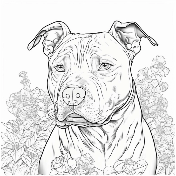 hund-zwischen-blumen-malvorlage