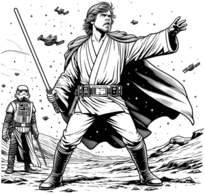 intergalaktischer-held-mit-lichtschwert-und-raumschiffen