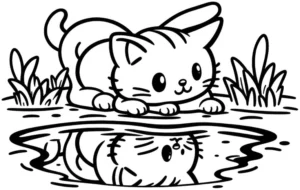 katze-am-wasser-mit-spiegelbild