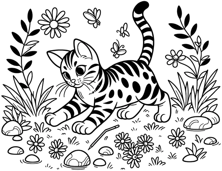 katze-in-bluender-wiese-mit-schmetterlingen