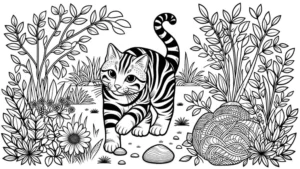katze-in-der-natur-ausmalvorlage