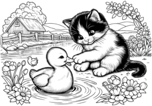 katze-und-entchen-am-teich