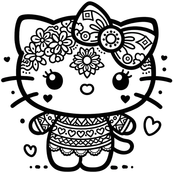 katzenmaedchen-malvorlage-blumenmotiv