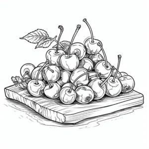 kirschen-auf-holzbrett-ausmalvorlage