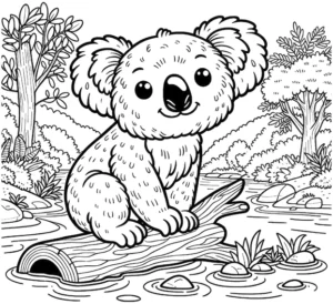 koala-ausmalbild-auf-baumstamm-in-der-natur